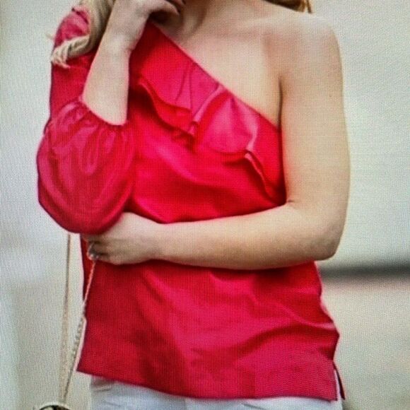 New! J. Crew One Shoulder Silk Shantung Top Pink Size 8 NWT - Picture 2 of 15